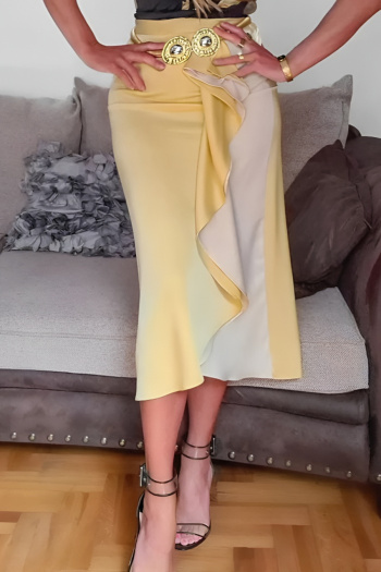 stylish slight stretch solid color ruffle one size cover-up