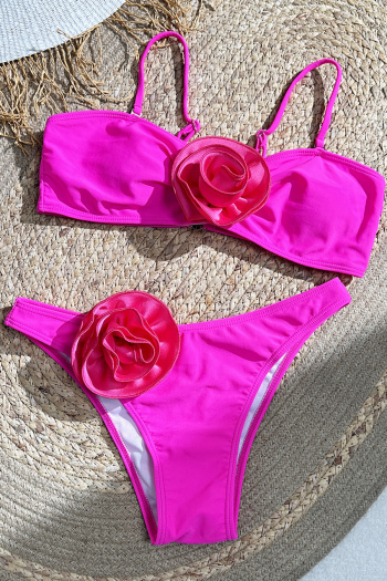 new patchwork 3d flowers padded suspender bikini sets