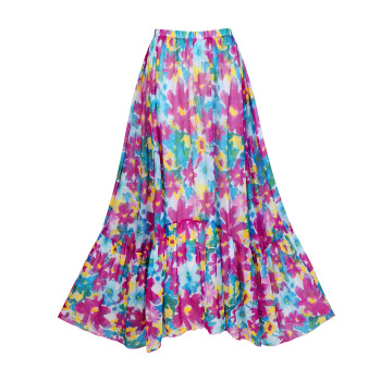 stylish slight stretch patchwork flowers printing mesh one size cover-up