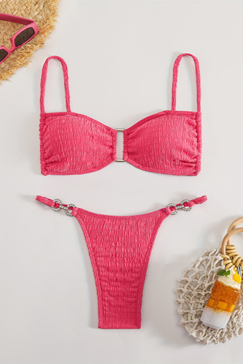 sexy patchwork padded suspender triangle bikini sets