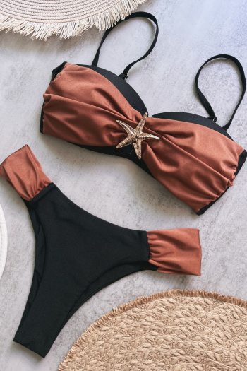 new patchwork contrast color padded detachable sling bikini sets