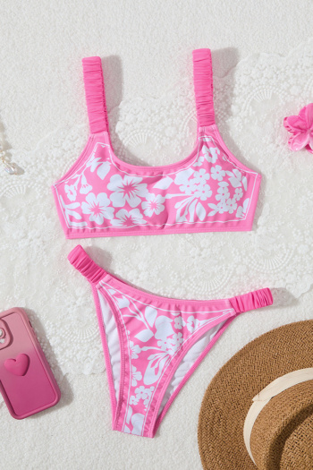 sweet floral printing padded backless sling tankini set