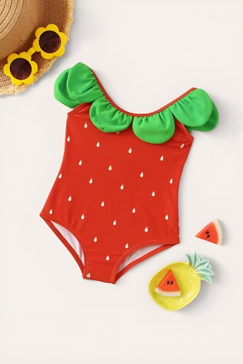 kids strawberry print non-padded cute one-piece swimsuit