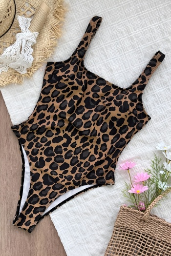 sexy vintage style leopard printing padded one-piece swimwear
