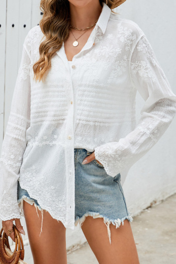 stylish see through lace single-breasted beach shirt cover-up(only cover-up)