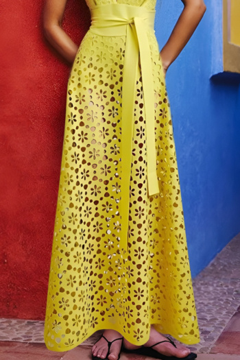 sexy pure color cut out beach skirt cover-up