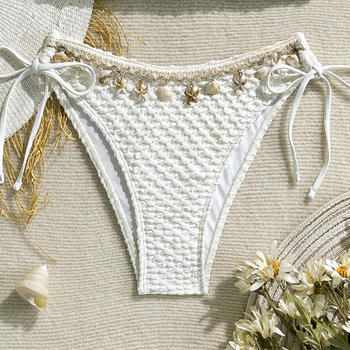 sexy textured shell decor bikini bottoms