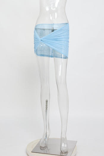 sexy solid colour mesh wrap beach skirt cover-up