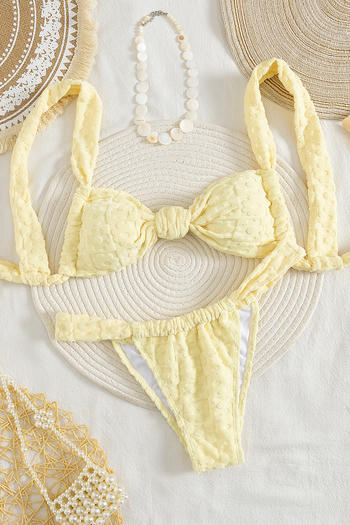 sexy textured jacquard removable padding bikini set
