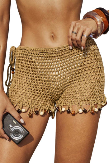 xs-l sexy cut out knitted beading beach shorts cover-up(no swim briefs)