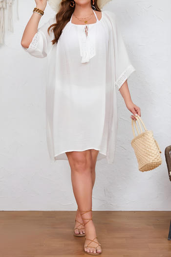 stylish plus size micro see through  loose beach dress cover-up(only dress)
