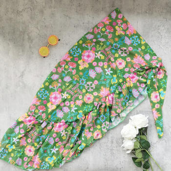 stylish floral printing ruffle beach skirt cover-up