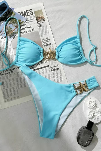 sexy 4 colors metallic starfish decor removable padding bikini set