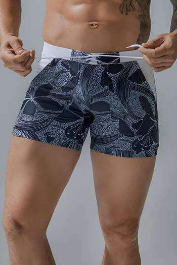 men's stylish plus size stretch flower printing with lined swimming boxers