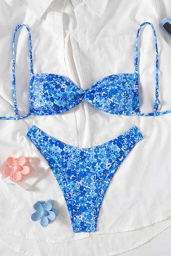 xs-l sexy floral print removable padding bikini set