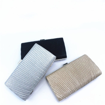 new 3 colors pleated design stylish clutch bag with metal chain strap