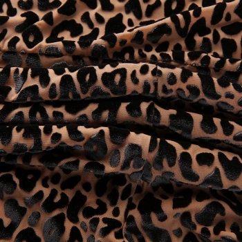 Spring new stylish leopard batch printing sling stretch velvet slim casual jumpsuit