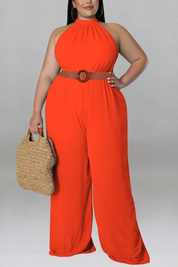 xl-5xl plus size summer new 6 colors stretch sleeveless button hollow with belt stylish jumpsuit