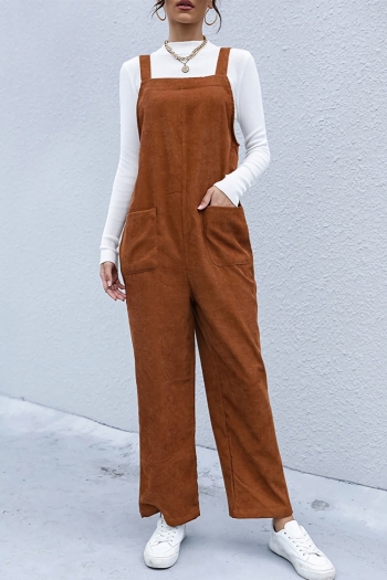 autumn & winter new corduroy solid color non-stretch stappy pocket stylish casual overalls (only overalls)
