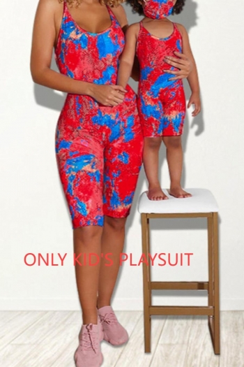 plus size kids tie-dye print stretch 6 colors stylish playsuit(with face cover)