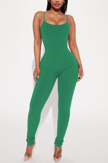 casual plus size slight stretch 5 colors solid color sling slim stylish jumpsuit