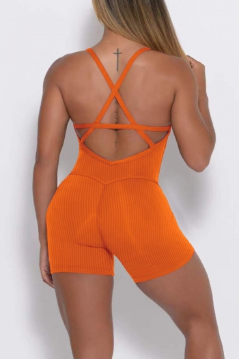 sexy plus size high stretch 7 colors orange backless sling skinny playsuit