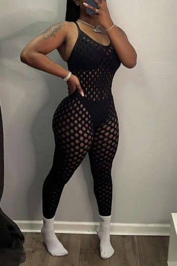 sexy slight stretch hollow see-through backless jumpsuit (without underwear)