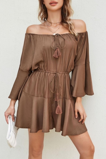 stylish solid color non-stretch off-the-shoulder lace-up loose playsuit