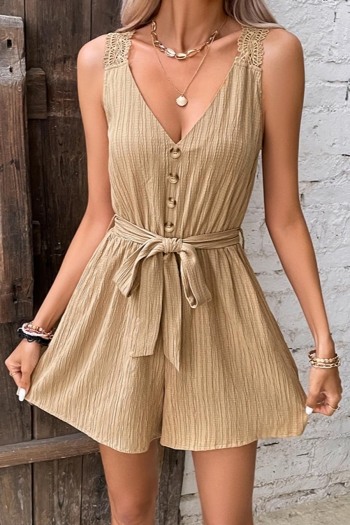 sexy non-stretch v-neck with belt playsuit