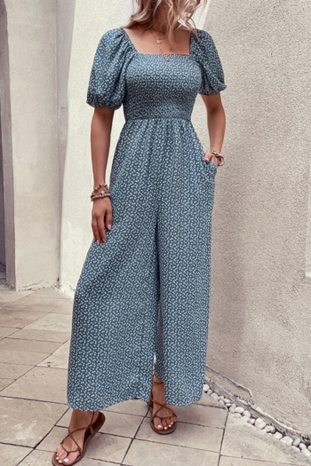 casual non-stretch flower loose jumpsuit