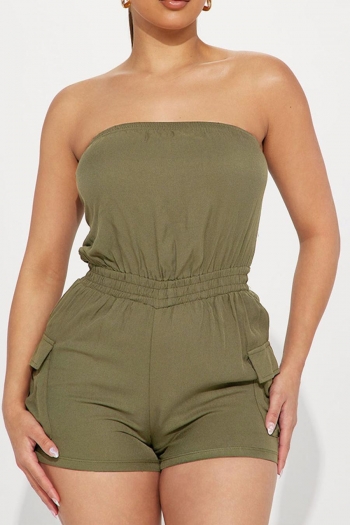 sexy non-stretch simple pocket playsuit