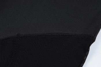 Sexy slight stretch solid color see-through mesh crew neck jumpsuit