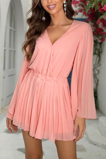 sexy non-stretch solid color chiffon v-neck playsuit