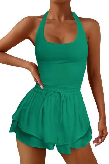 sexy new plus size stretch 10 colors halter-neck unpadded playsuit