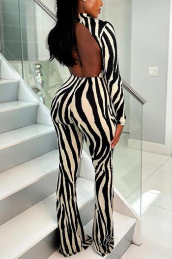 sexy slight stretch zebra pattern hollow backless jumpsuit(ca003428)