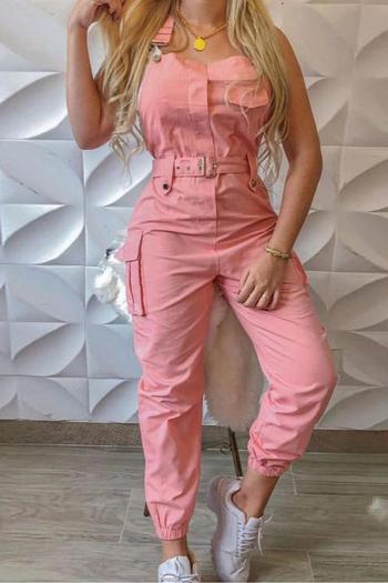 sexy plus size non-stretch 7 colors solid color sling jumpsuit