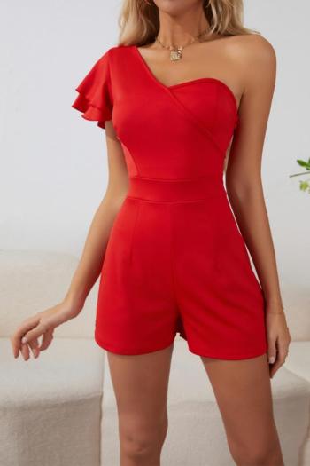 sexy slight stretch solid color patchwork playsuit