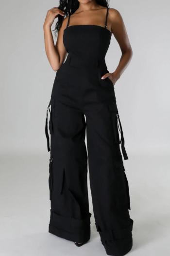 new plus-size non-stretch patchwork multiple pockets 4-color suspender jumpsuits