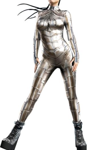 new stylish slight stretch contrast color 3d mecha vision cosplay long sleeve costumes