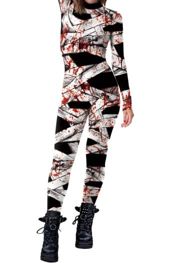 new halloween slight stretch cosplay bloody bandage fixed printing long sleeve costumes