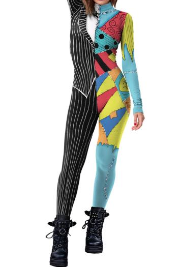 new halloween slight stretch cosplay animation patchwork printing long sleeve costumes