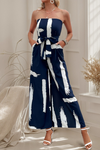 casual non-stretch tube design batch printing jumpsuit