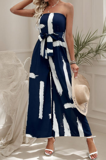 Casual non-stretch tube design batch printing jumpsuit