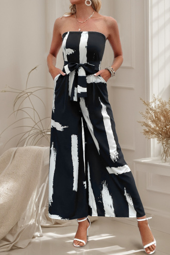 Casual non-stretch tube design batch printing jumpsuit