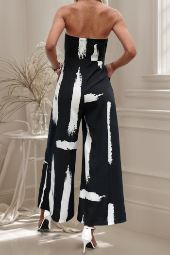 Casual non-stretch tube design batch printing jumpsuit