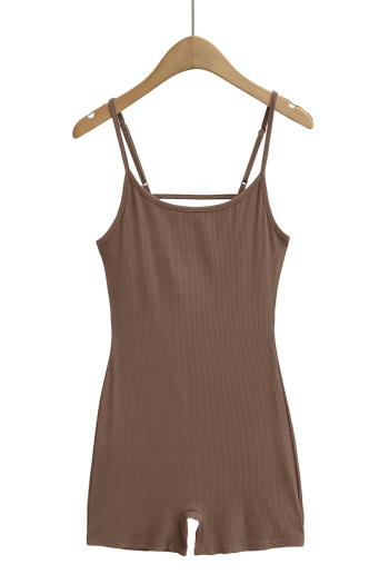 casual slight stretch solid color slim sling playsuit size run small