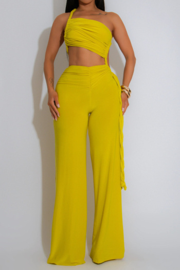 sexy plus size slight stretch large backless shirring wide leg jumpsuit