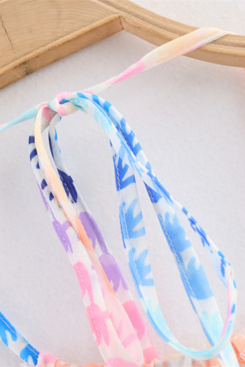 Casual non-stretch halter-neck multicolor printing playsuit