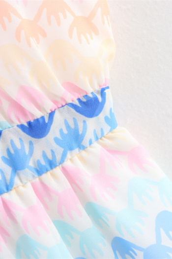Casual non-stretch halter-neck multicolor printing playsuit