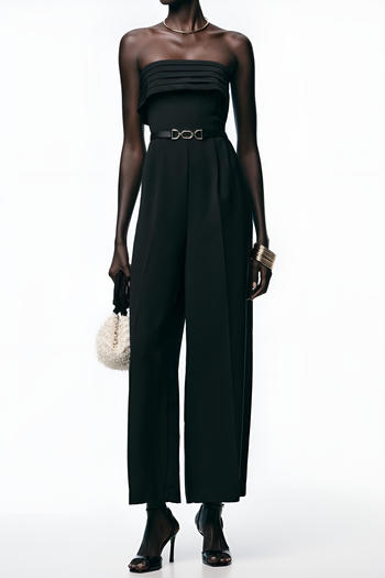 xs-l stylish non-stretch tube design with belt jumpsuit(size run small)